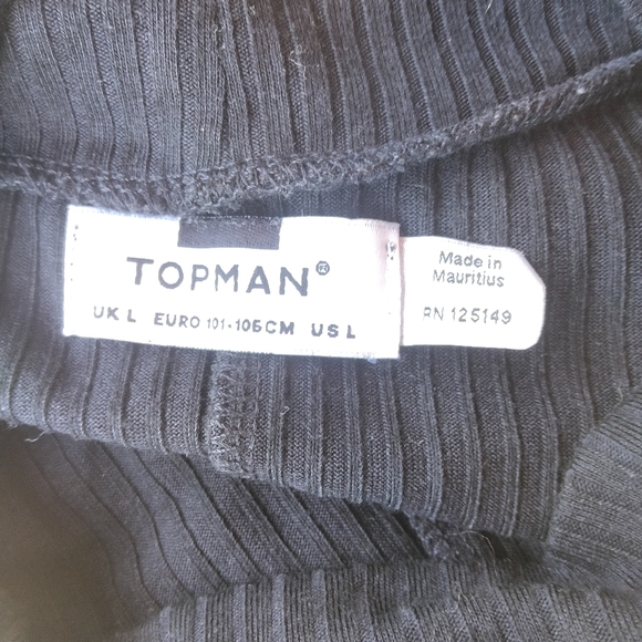 Topman Black Mock Neck Rib Texture Sleeveless Dress Size Large - Picture 6 of 7